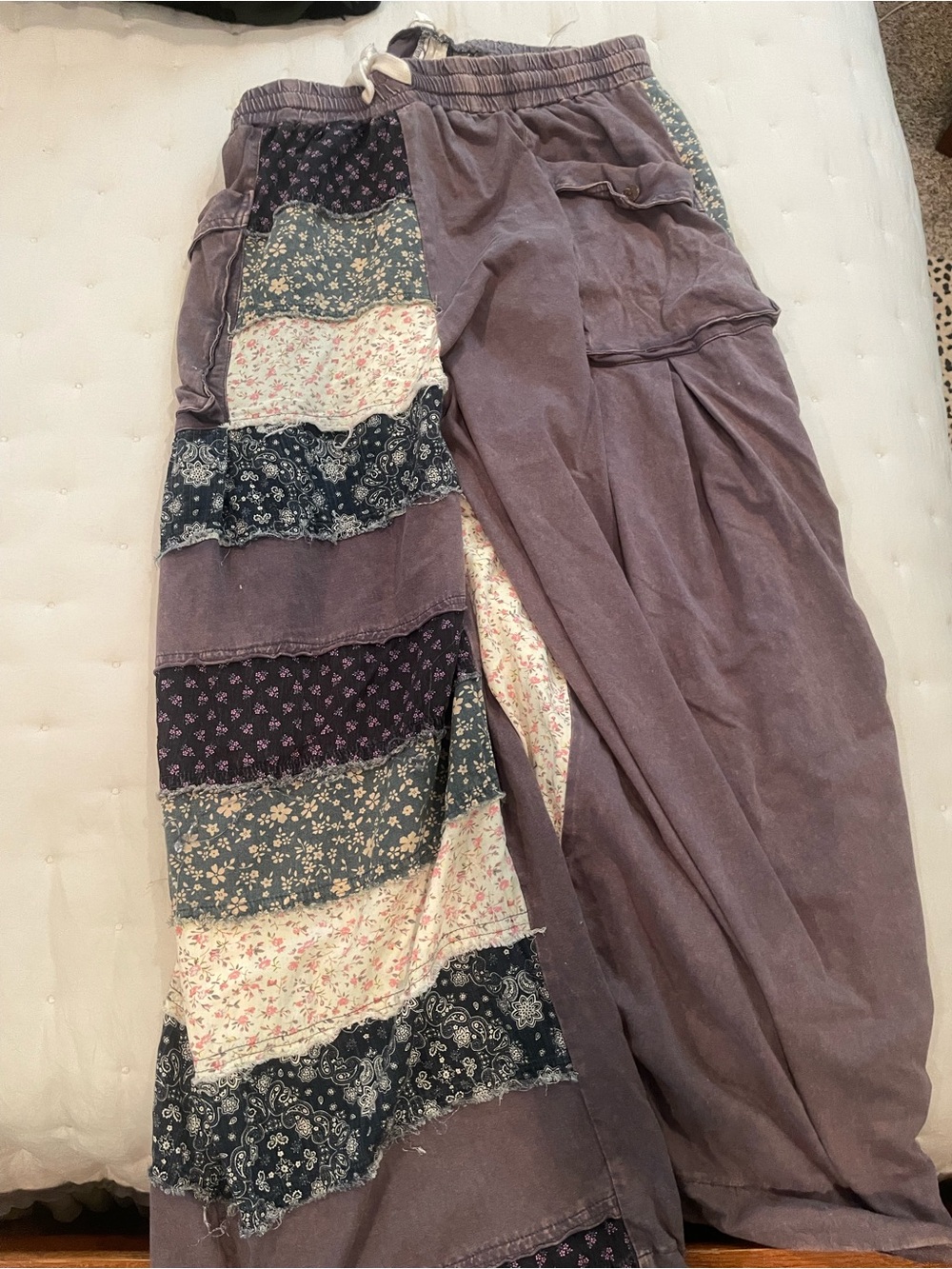 Oli and Hali Patchwork Wide Leg Pants in Dusty Purple size L/Xl
